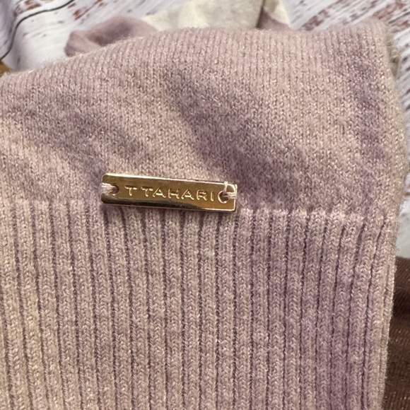 T Tahari Lavender Crewneck Sweater with Cream Polka Dots - Picture 2 of 8